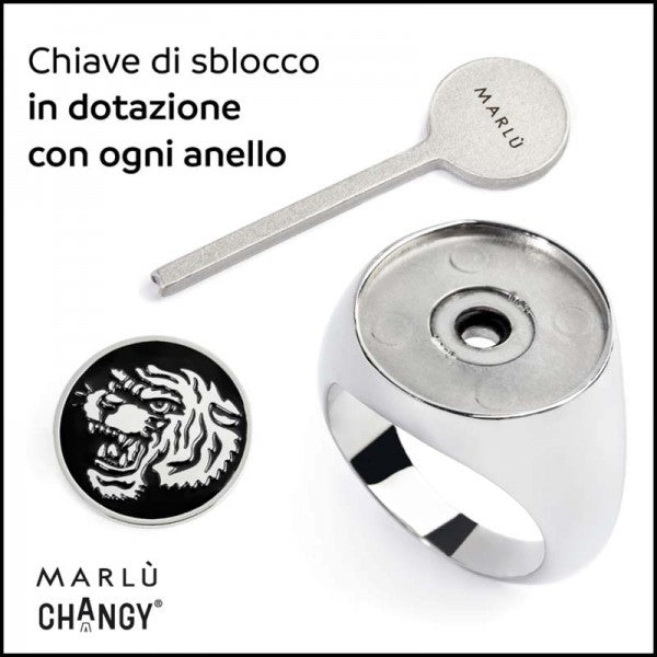 Anello Marlù CHANGY tondo con piastrina Tigre