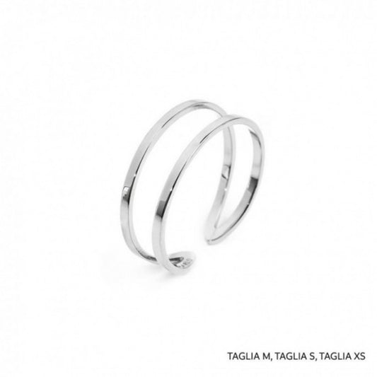 ANELLO DOPPIA FASCIA RETTANGOLARE ACCIAIO