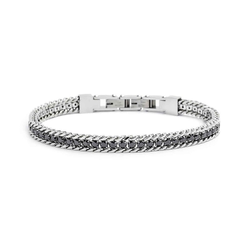 Bracciale Marlù uomo Tennis e grumetta Zirconi neri 3mm