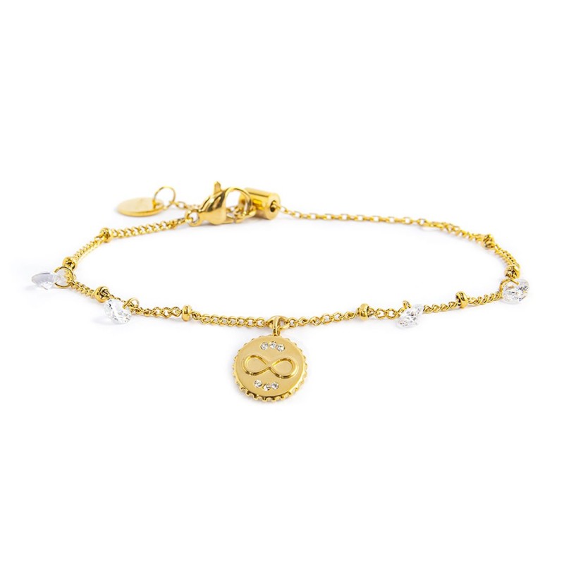 Bracciale Marlù donna con cristalli e sfere,infinito pendente con cristalli