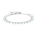BRACCIALE CATENA GRUMETTA CON PENDENTI SMALTO TURCHESE ACCIAIO
