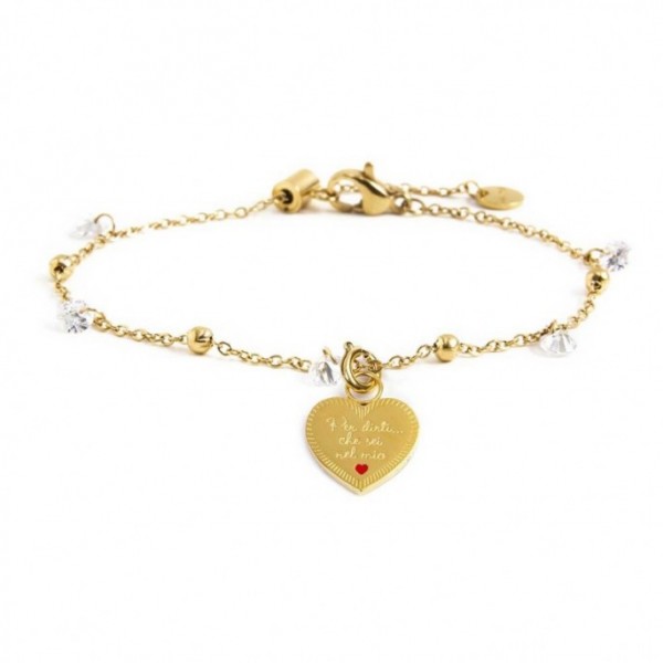 Bracciale Marlù Donna con pendente 'MAESTRA' con sfere e zirconi bianchi PVD Oro