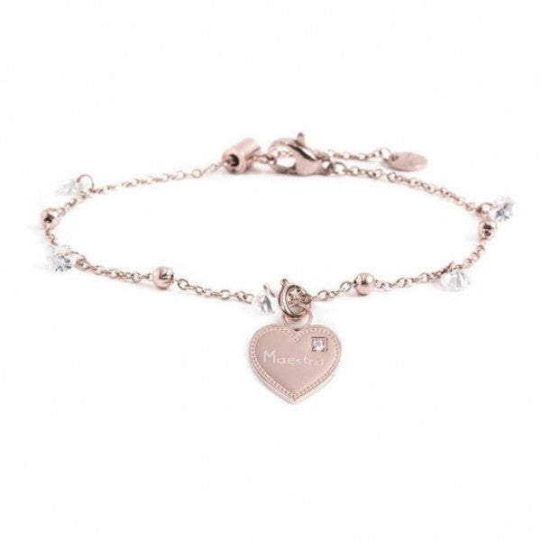Bracciale Marlù Donna con pendente 'MAESTRA' con sfere e zirconi bianchi PVD Rosè