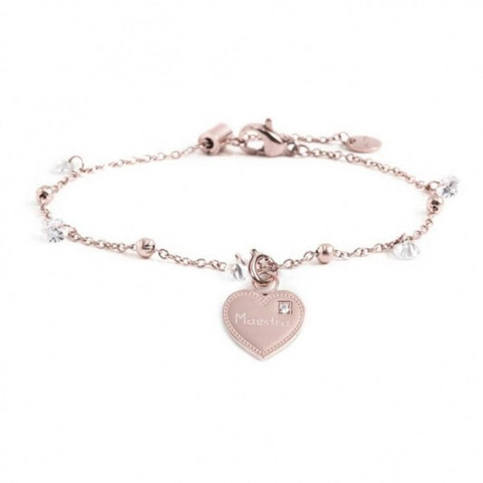 Bracciale Marlù Donna con pendente 'MAESTRA' con sfere e zirconi bianchi PVD Rosè