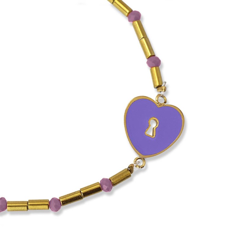 Bracciale Donna Anartxy Enamel Cuore Lucchetto