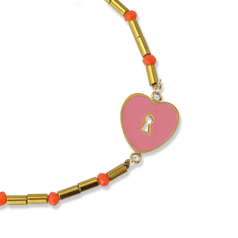 Bracciale Donna Anartxy Enamel Cuore Lucchetto