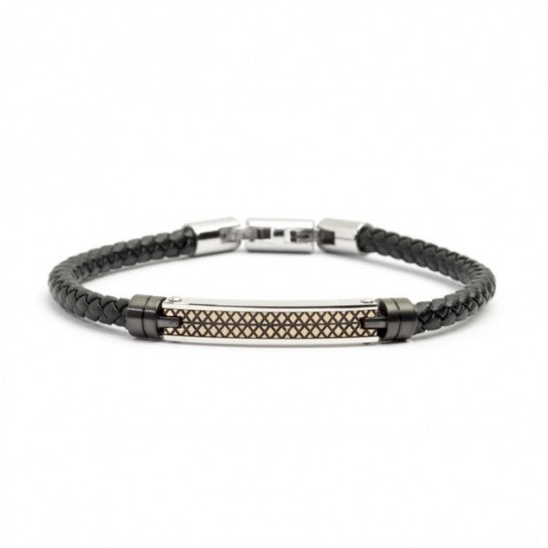 Bracciale Marlù uomo inserti rosè e smalto nero
