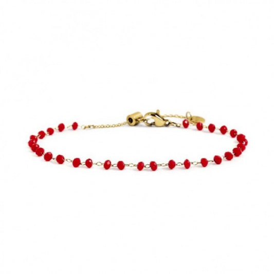 BRACCIALE MARLU' DONNA ORO CRISTALLI ROSSI 3MM