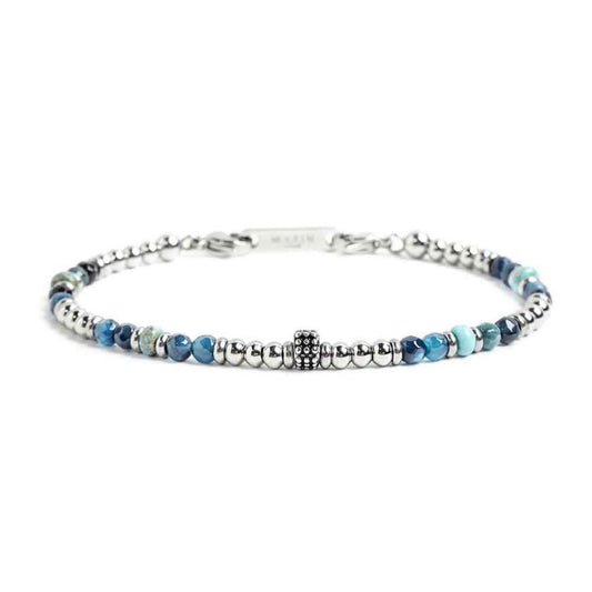 Bracciale Marlù uomo pietra blu, acciaio, ematite