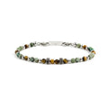 Bracciale Marlù uomo pietra verde, marrone e acciaio