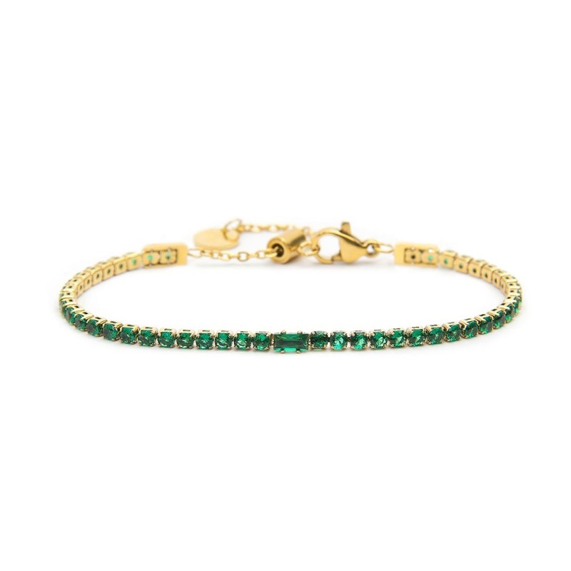 Bracciale Marlù Tennis gold 2,5mm con zircone centrale