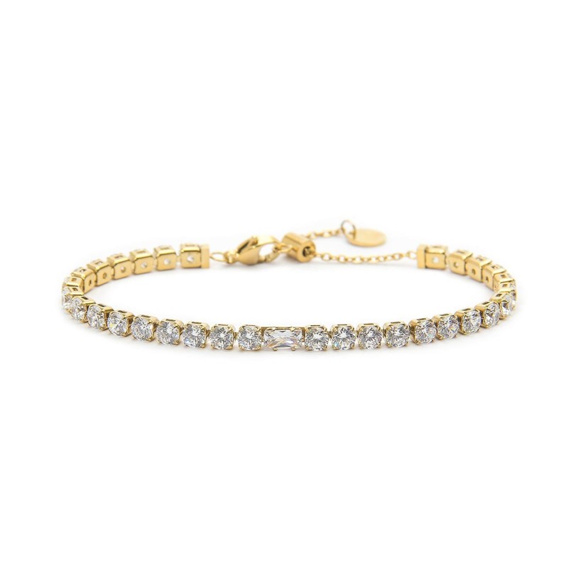 Bracciale Marlù Tennis gold 4mm con zircone centrale