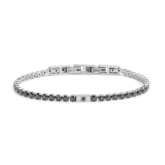 Bracciale Marlù uomo Tennis Zirconi neri 3mm
