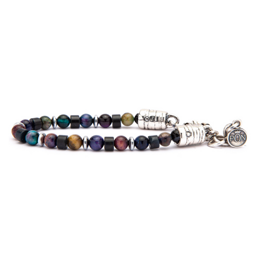 Bracciale Portonovo uomo Occhio di tigre variegato e onice