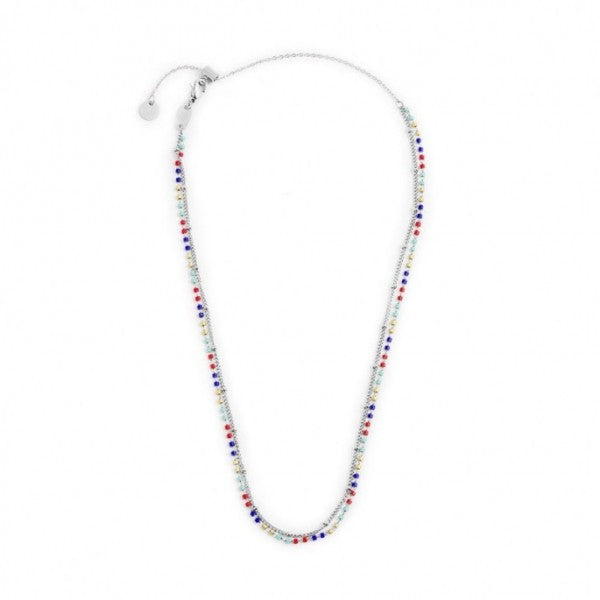 COLLANA MARLU' DONNA CATENA GRUMETTA E MIYUKI MULTICOLORE ACCIAIO