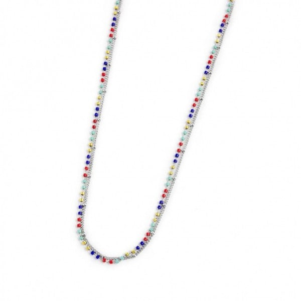 COLLANA MARLU' DONNA CATENA GRUMETTA E MIYUKI MULTICOLORE ACCIAIO