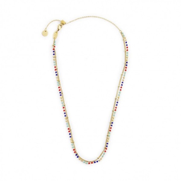 COLLANA MARLU' DONNA CATENA GRUMETTA E MIYUKI MULTICOLORE PVD ORO