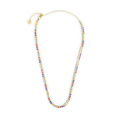COLLANA MARLU' DONNA CATENA GRUMETTA E MIYUKI MULTICOLORE PVD ORO