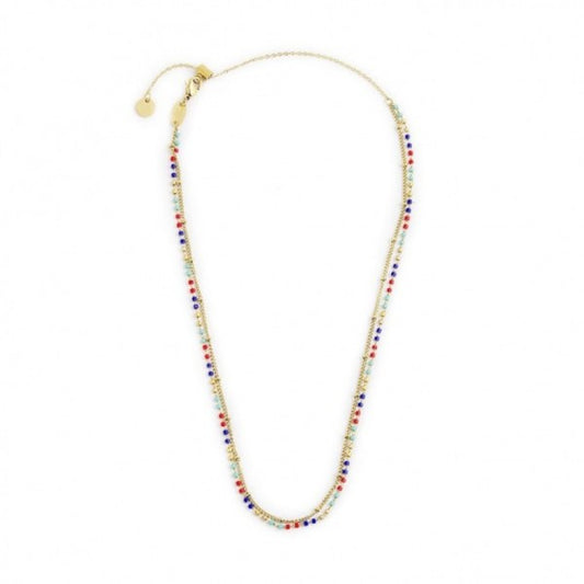 COLLANA MARLU' DONNA CATENA GRUMETTA E MIYUKI MULTICOLORE PVD ORO