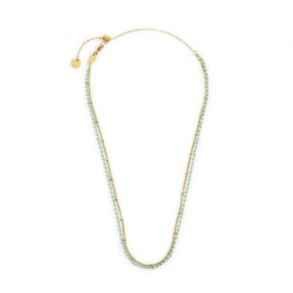 COLLANA MARLU' DONNA CATENA GRUMETTA E MIYUKI TURCHESI PVD ORO