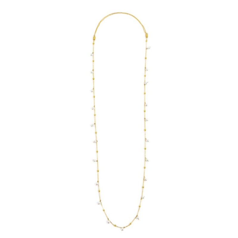 Collana Marlù donna Perle 3,30mm e sfere con catena 90cm