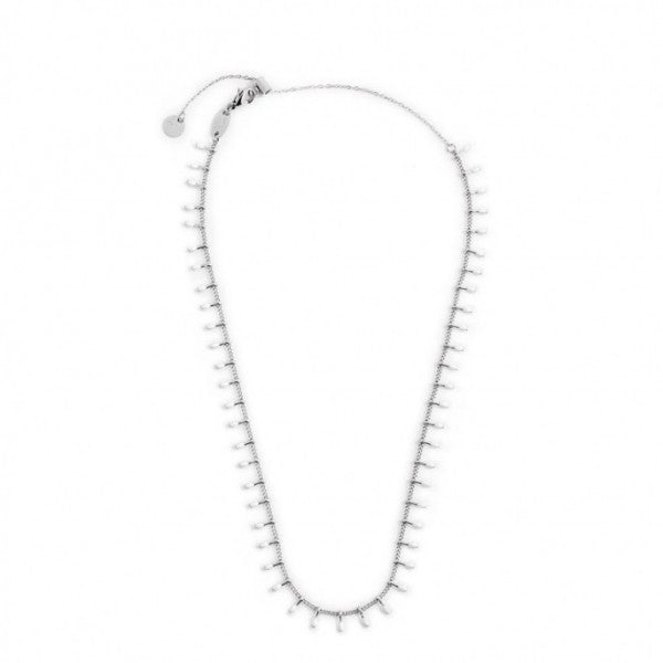 COLLANA MARLU' DONNA GRUMETTA CON PENDENTI SMALTO BIANCO ACCIAIO