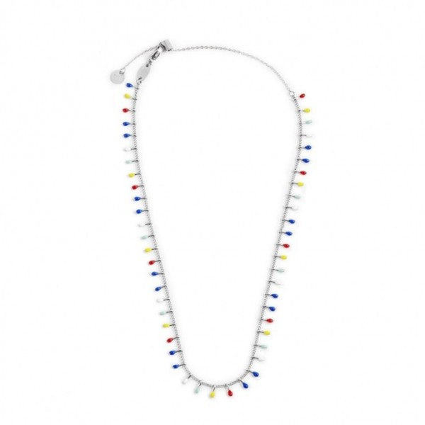 COLLANA MARLU' DONNA GRUMETTA CON PENDENTI SMALTO MULTICOLORE ACCIAIO