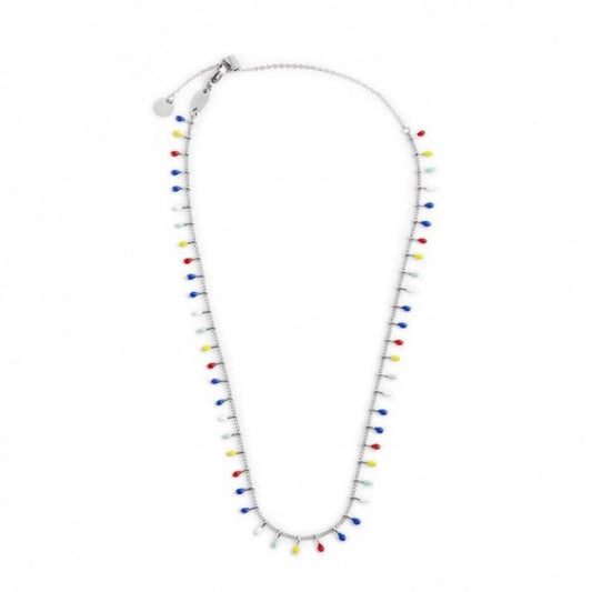 COLLANA MARLU' DONNA GRUMETTA CON PENDENTI SMALTO MULTICOLORE ACCIAIO