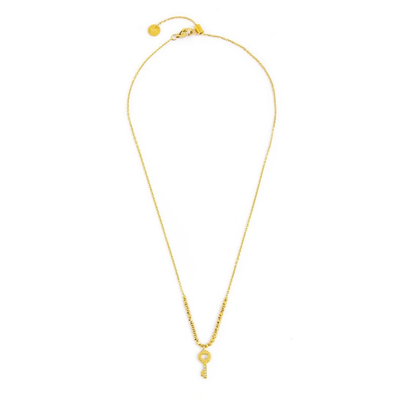 Collana Marlù donna con chiave pendente, cristalli bianchi ed ematite