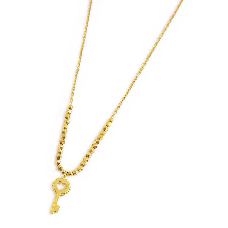 Collana Marlù donna con chiave pendente, cristalli bianchi ed ematite
