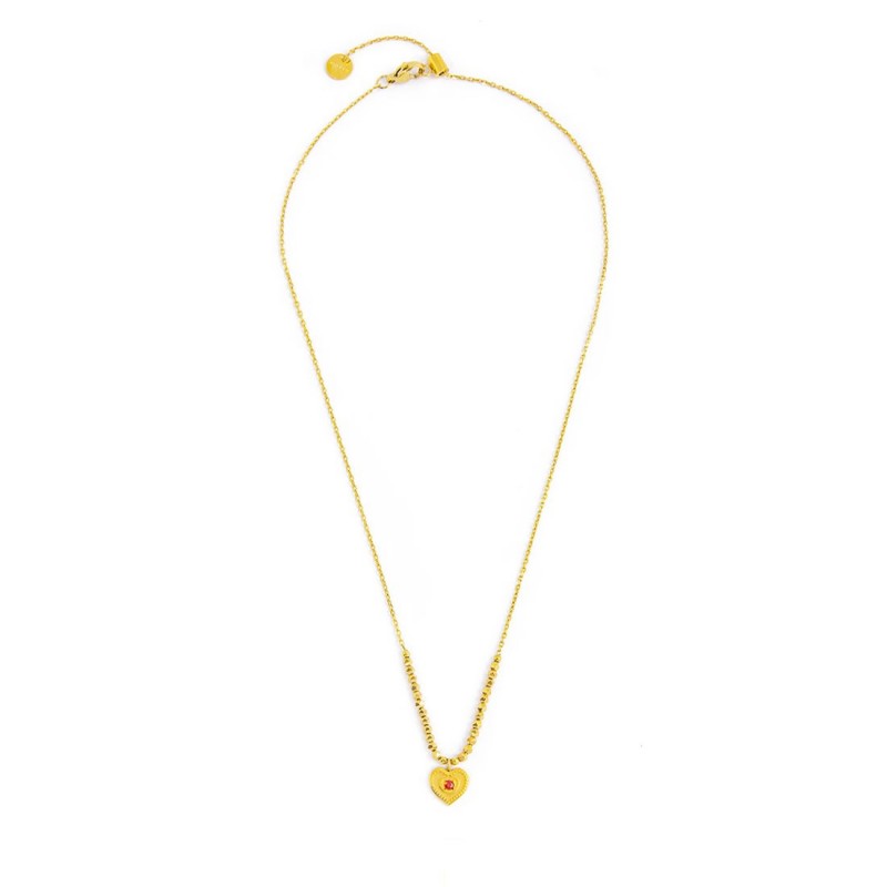 Collana Marlù donna con cuore pendente con cristallo rosso
