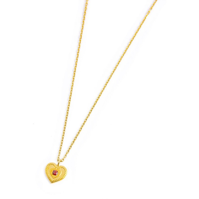 Collana Marlù donna con cuore pendente e cristallo rosso