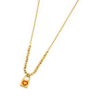 Collana Marlù donna con lucchetto pendente e cuore con cristalli rossi