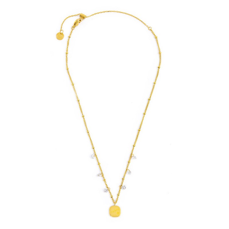 Collana Marlù donna con pendente quadrato con cuore e cristallo rosso