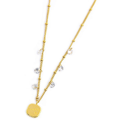 Collana Marlù donna con pendente quadrato con cuore e cristallo rosso