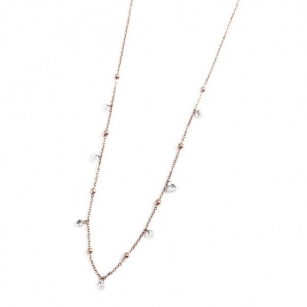 Collana Marlù Donna ROSE' CON CRISTALLI BIANCHI E SFERE
