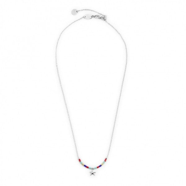 COLLANA MARLU' DONNA STELLA MARINA PENDENTE E MIYUKI MULTICOLORE ACCIAIO