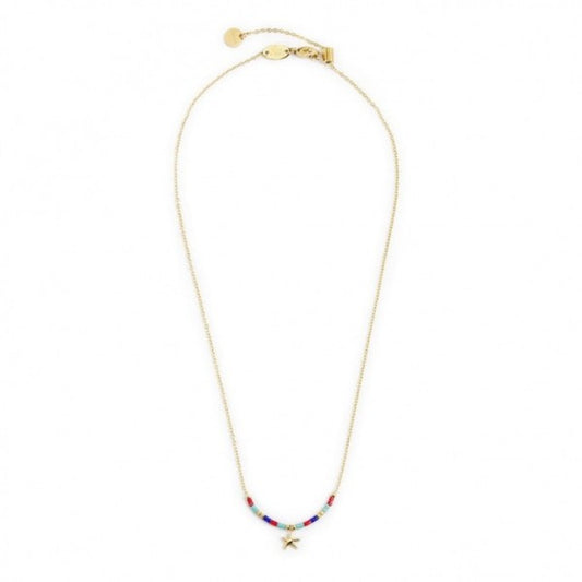 COLLANA MARLU' DONNA STELLA MARINA PENDENTE E MIYUKI MULTICOLORE PVD ORO