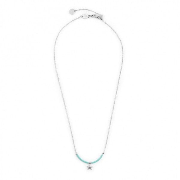 COLLANA MARLU' DONNA STELLA MARINA PENDENTE E MIYUKI TURCHESI ACCIAIO