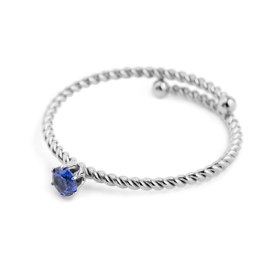 ANELLO MARLÙ DONNA CRISTALLO BLU 3 MM ACCIAIO