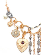 Collana Sacramore  girogola multichain e cuore con rubino