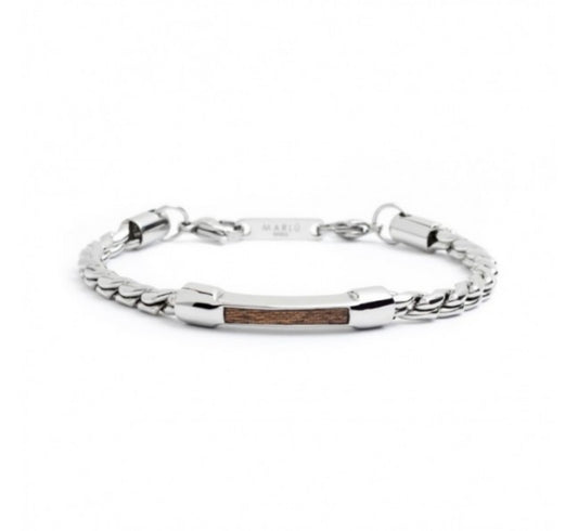 BRACCIALE UOMO MARLÙ CATENA CORDA CANNETTA CURVATA LEGNO