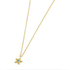 Collana Marlù donna STELLA PENDENTE CON ZIRCONE AZZURRO PVD ORO