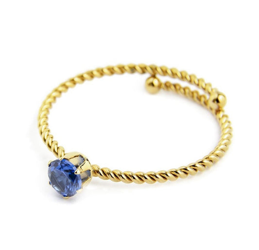 ANELLO MARLÙ DONNA CON CRISTALLO BLU 4 MM PVD ORO