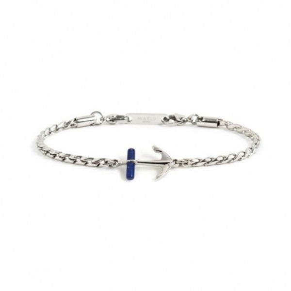Bracciale Marlù uomo ancora e dettaglio con pietra blu