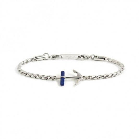 Bracciale Marlù uomo ancora e dettaglio con pietra blu