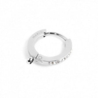 MONO ORECCHINO CERCHIO MARLÙ ACCIAIO 14MM CRISTALLI E ANELLO PER CHARM