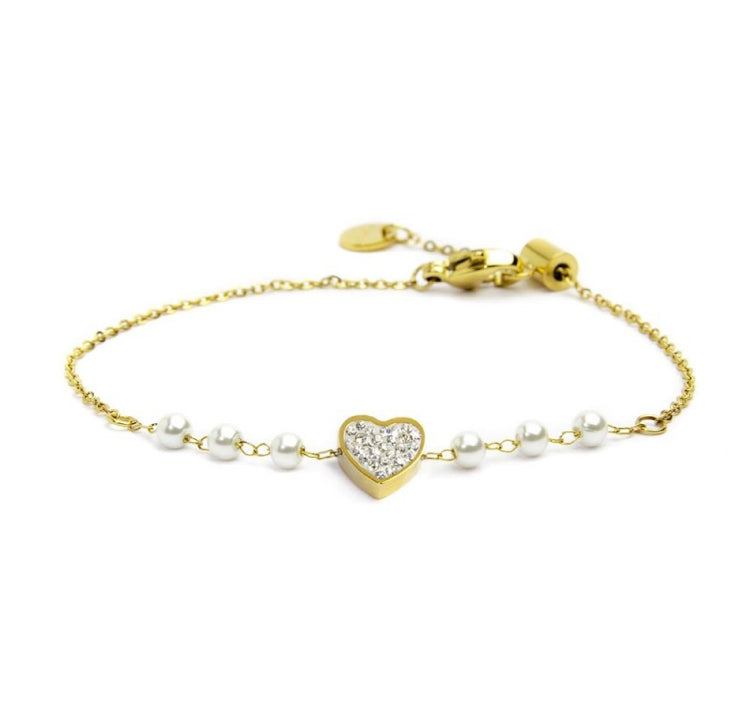 BRACCIALE MARLÙ CUORE CON CRISTALLI PVD ORO