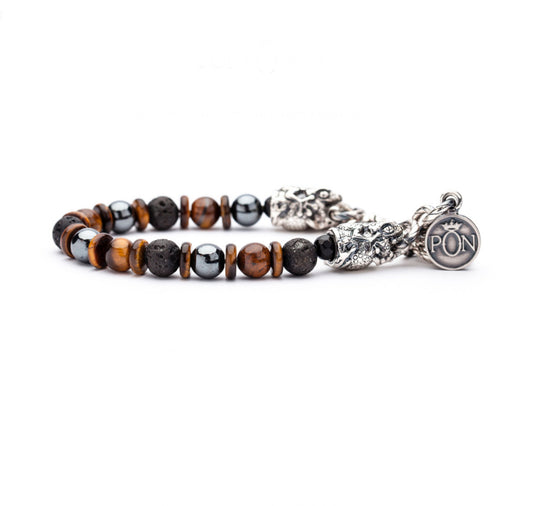 Bracciale uomo Portonovo Geco Pietra Lavica e occhio di tigre