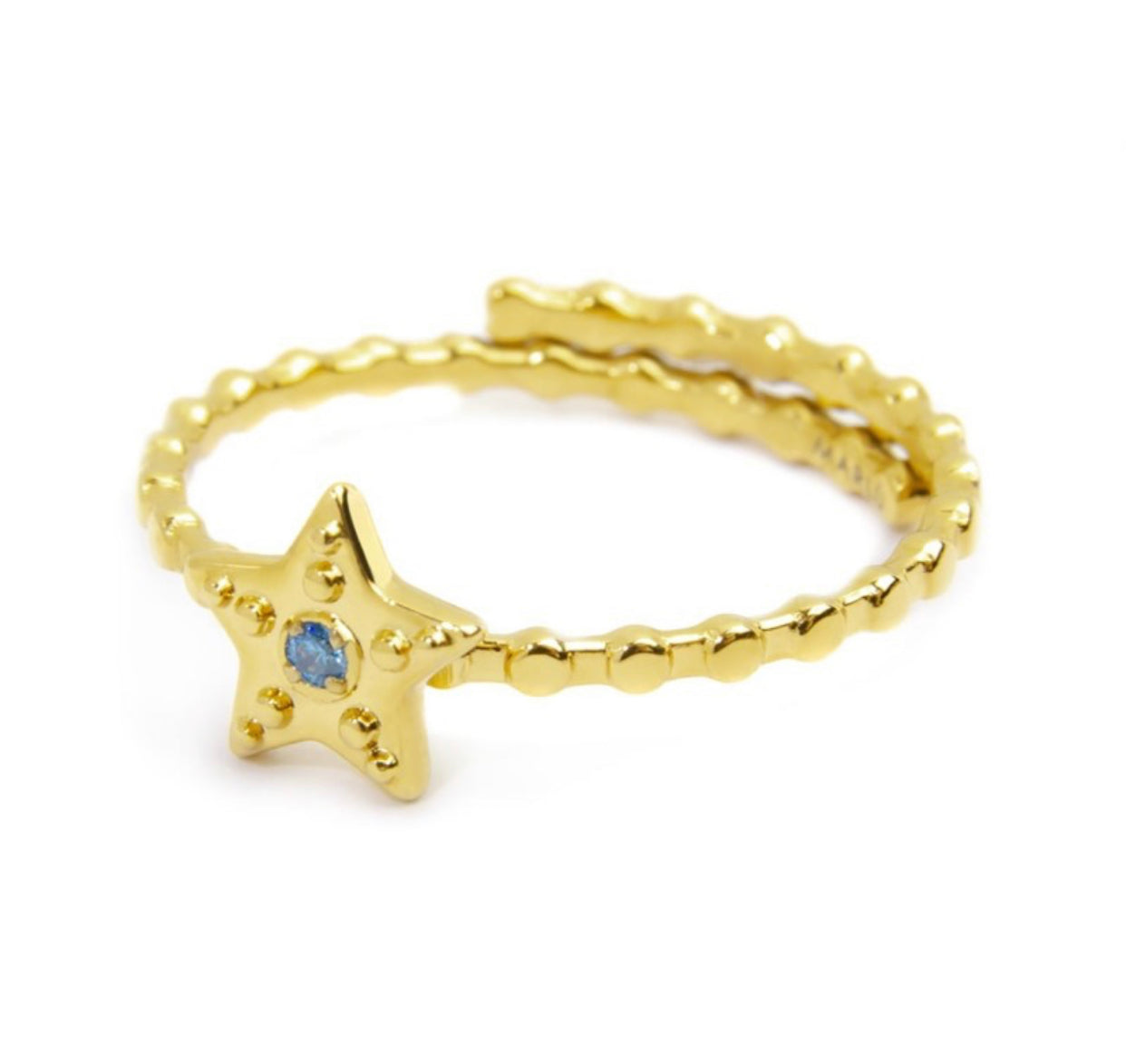 Anello Marlù donna STELLA CON ZIRCONE AZZURRO PVD ORO